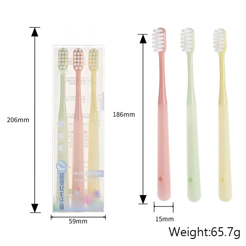 Ultra Fine Soft Bristled Toothbrush For Adults High Quality Household Wide Head Jelly Brush Handle Dental Cleaning Teeth Oral