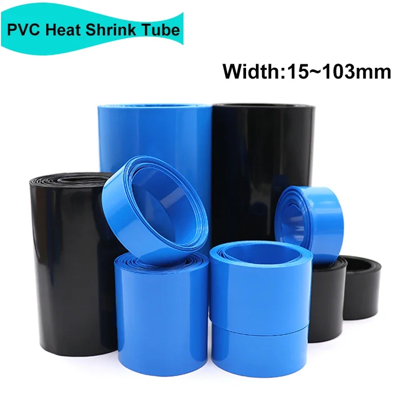 

2/3/5/10/20/30M PVC Heat Shrink Tube 18650 Width 15mm ~ 103mm Insulated Film Lithium Case Heat Shinkable Sheath Shrink Wrap