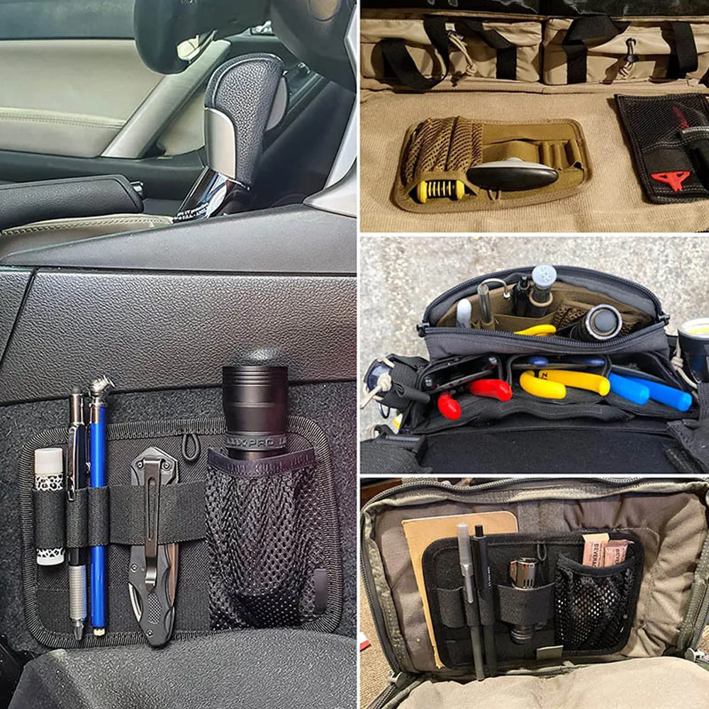 Tactical Paste Board Outdoor Item Separator Mesh Pouch Hook-and-Loop Fastener Attachable Vest and Backpack Expansion Kit