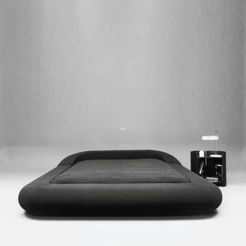 

Modern Silent Style Bed Fabric Bed round Edge Bed Black Simple Modern Minimalist Style Nordic House Silent Style Bed