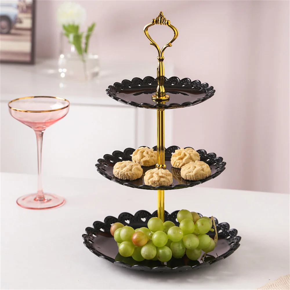 3-Tier Cupcake Stand Fruit Plate Holder Desserts Snack Candy Buffet Stand Tower For Wedding Party Cake Dessert Tray