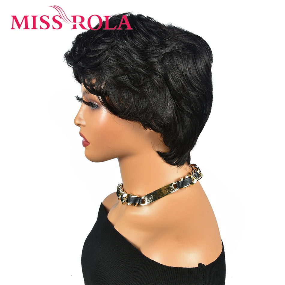 Miss Rola Wig potongan Pixie pendek Brasil 10A Wig rambut alami seluruh mesin dibuat Wig rambut manusia Remy modis 180% kepadatan