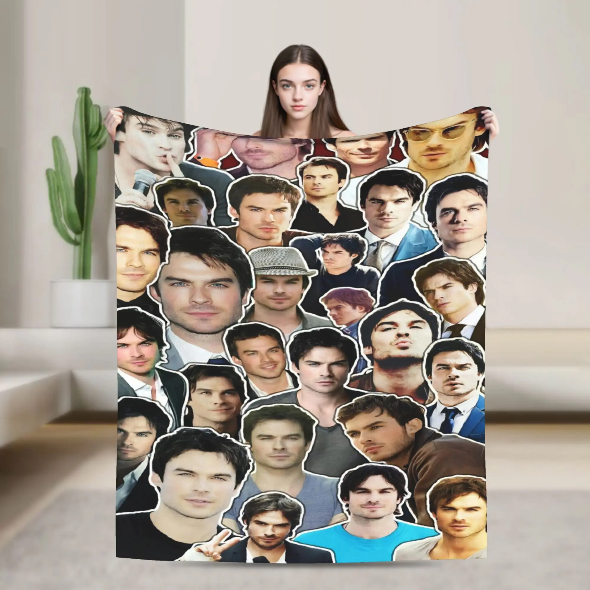 Soft Warm Blankets Travel Office The Vampire Diaries Damon Salvatore TV Series Bedding Throws Flannel Bedspread For Bed Cover