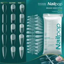 NAILPOP Nail Tips Full Cover Soft Gel False Nail Capsules Various Shapes and Styles for Professional Nail Extension DIY 120PCS