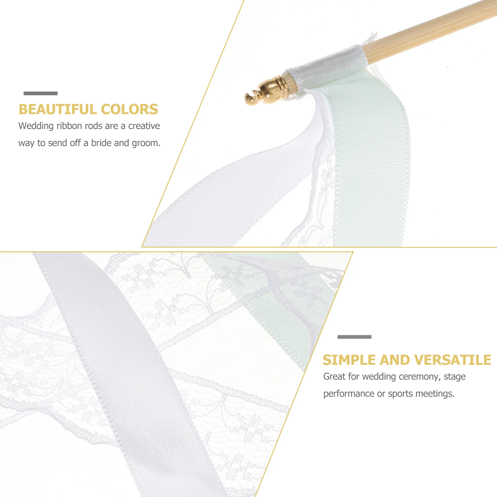 

10Pcs Ribbon Streamers Wand Smooth Surface Fine Workmanship Wedding Send Off Ideas Party Supply Wedding Send Off Ideas