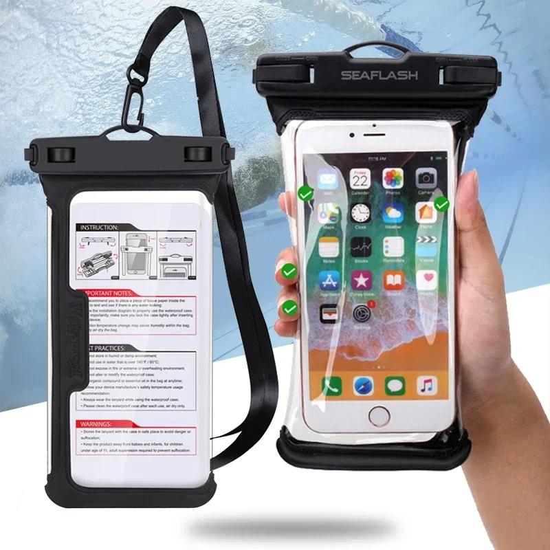 

Universal Waterproof Phone Pouch for Swimming 6.7 inch Phone Dry Bag with Neck Strap Touchscree HD for Beach,Snorkeling,Rafting