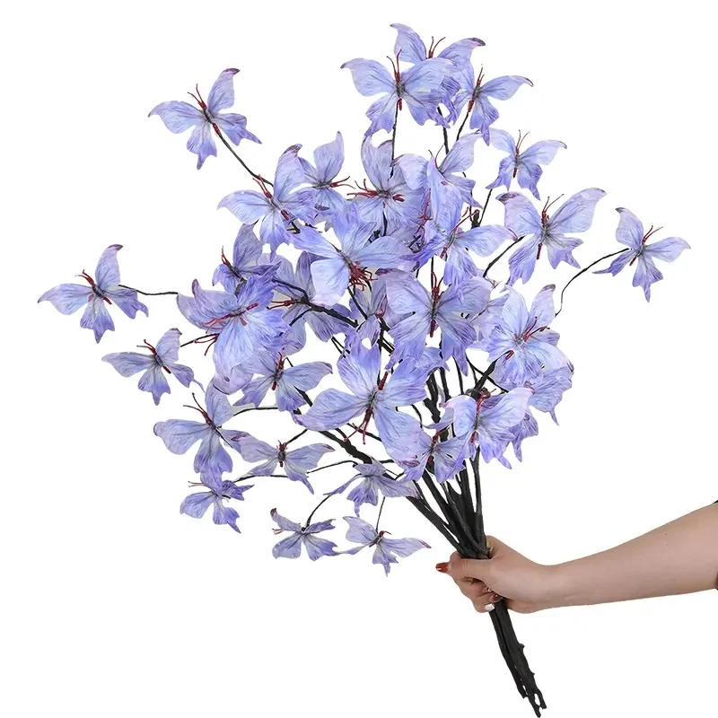 Schmetterlings-Kunstblumenzweige zum Selbermachen, abnehmbare Schmetterlings-Dekoration für den Esstisch zu Hause, geeignet für Vasen, Gartenarbeit, Rasen