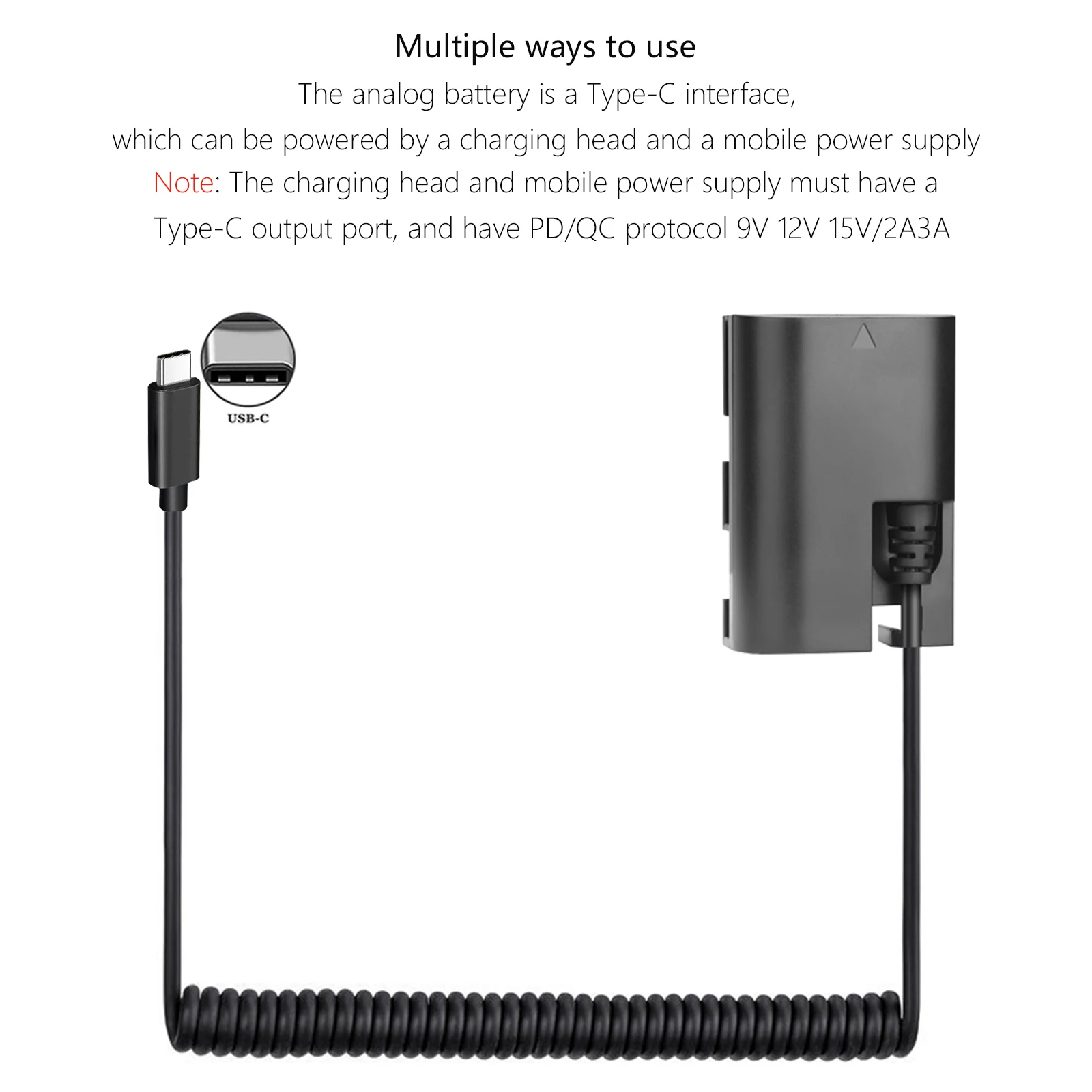 LP-E6NH Dummy Accu – USB-C Voeding Voor Canon – Vervangt LP-E6/E6N – Voor R5, R6, R7, 5D, 7D, 60D, 70D, 80D, 90D
