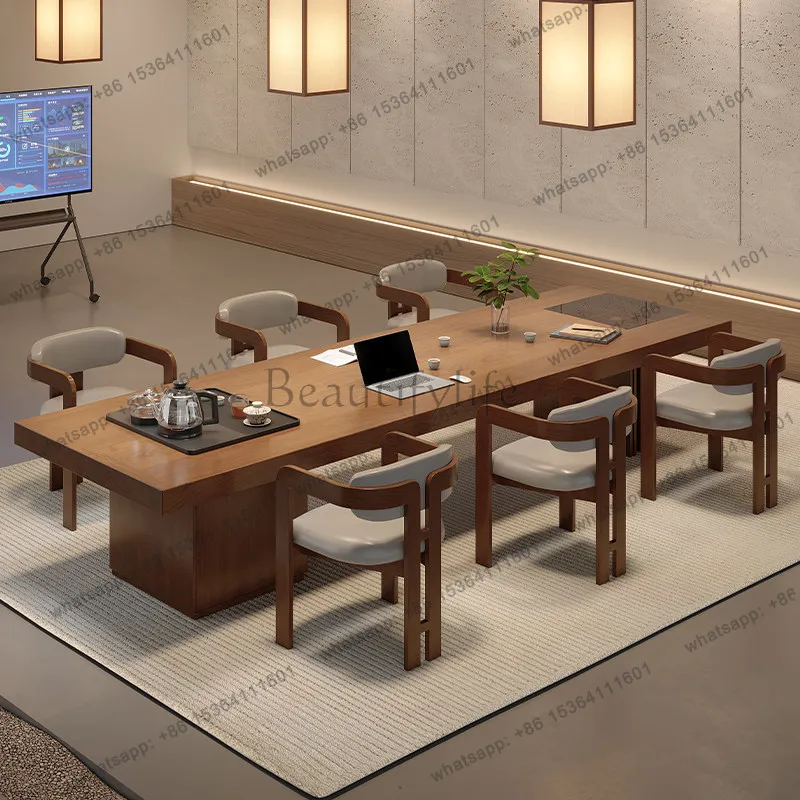 Wood Conference Tea Table Integrated Office Reception Rectangular Table Light Luxury Premium
