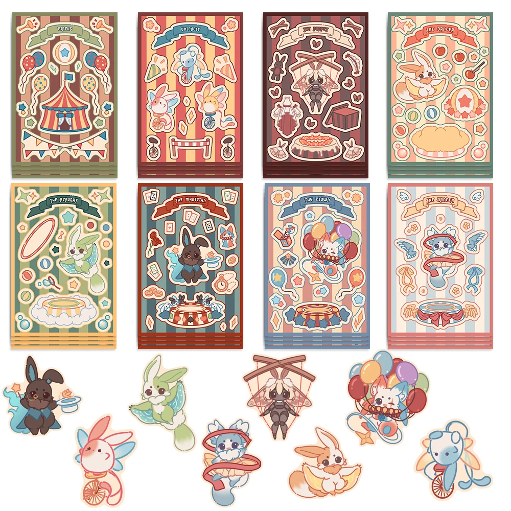 8/16/32pcs Children DIY Circus Clown Puzzle Stickers Make a Face Cartoon Assemble Jigsaw Funny Kids DIY Toys Party Decoration