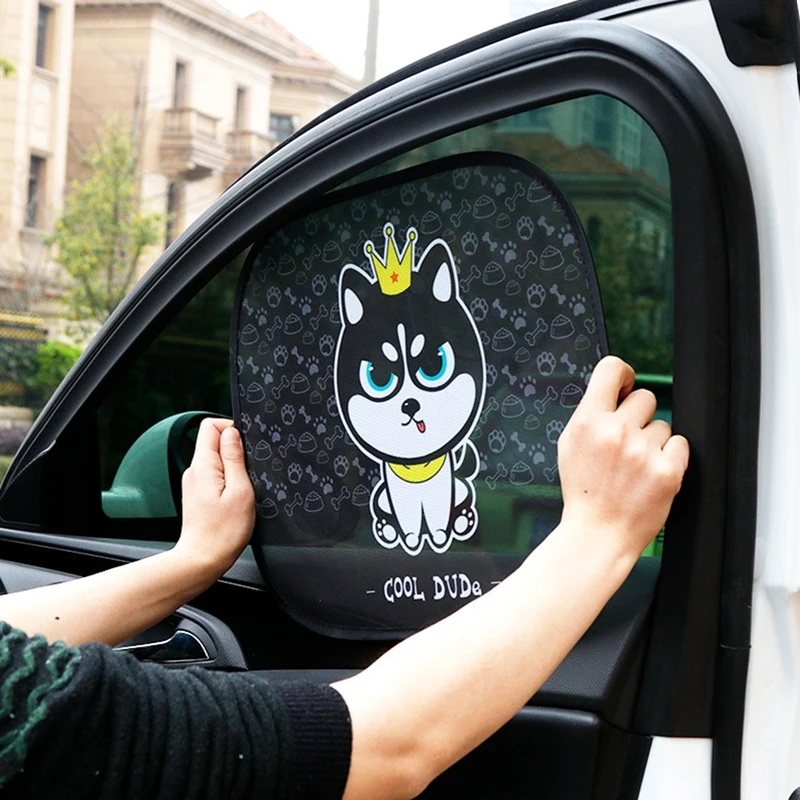 2Pcs Cartoon Foldable Car Sun Shades Car Window Shades for Rear and Side Window Car Heat Shield Protect Baby Window Shade