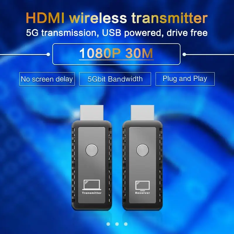 5.8g Wireless HDMI Extender Video Transmitter Receiver 1 To 1 Splitter Screen Share for PS4 DVD Camera PC To TV Monitor Portable