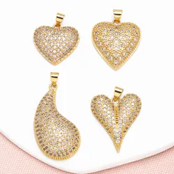 OCESRIO Fashion White Crystal Heart Pendant for Necklaces Copper Gold Plated Water Drop Handmade accesorios de joyería pdtb719