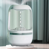 Household anti-gravity LED night light, ultrasonic plastic air atomizer, diffuser, humidifier, water drop function