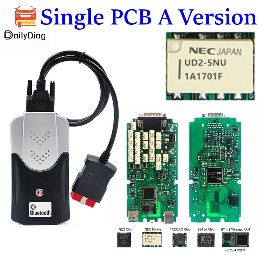 Diagnosis Tool TCS PRO High Quality Single Green PCB Board FT232RQ Chip NEC Relay 9241A Chip work on Cars/Trucks