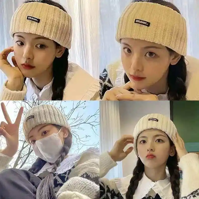 Warm Knitted Winter Headband Women's Sports Hair Tie Wide  Autumn Winter Woolen Hat Windproof Headwear Home Living Essent...