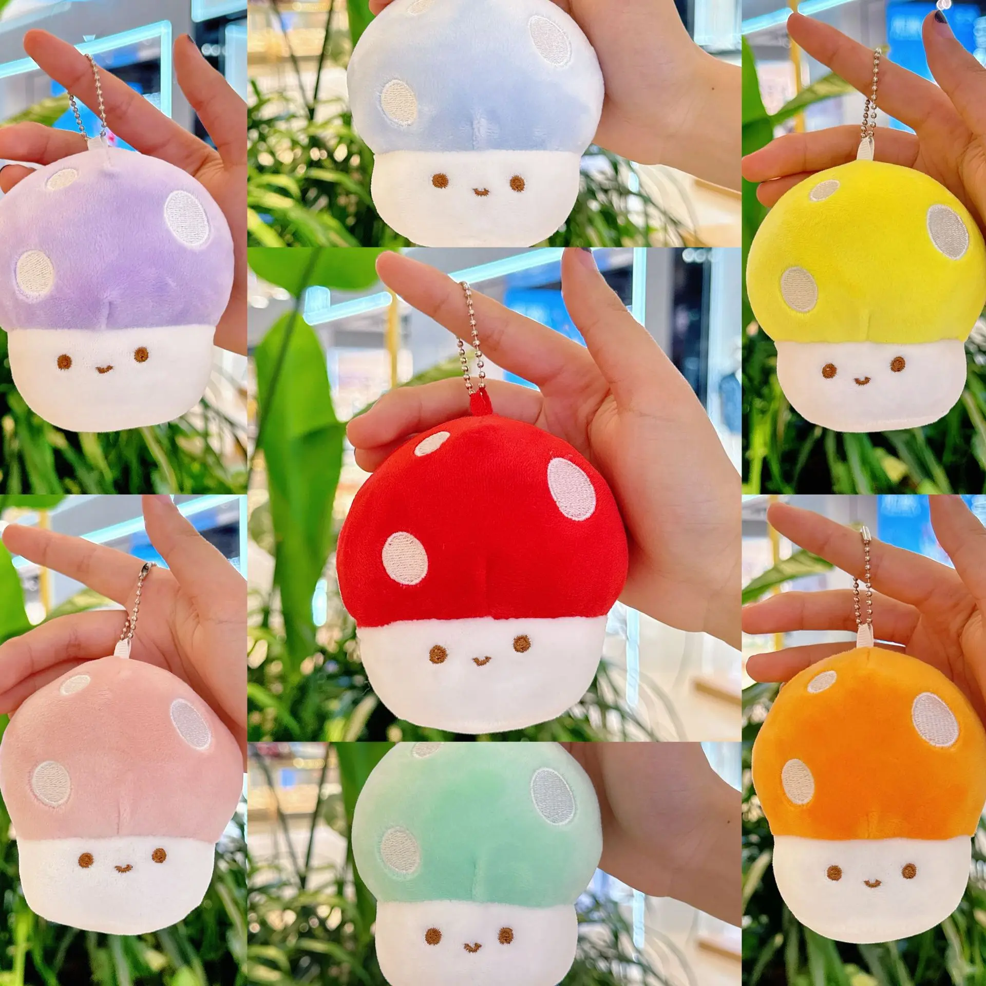 

12CM Baby Mushroom Keychain Plush Toy Macaron Porteclé Soft Doll 키링 Wedding Favors Plush Toys Mini Childrne Kids Cute Gift