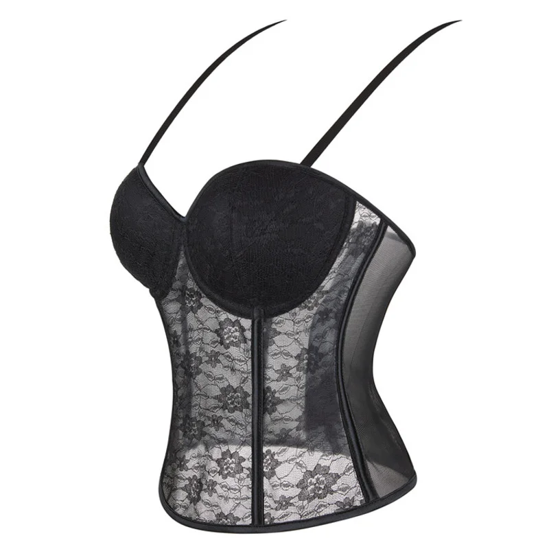 

New Mesh BreathaBle Belt With Cup SuSpender Women's Sexy Body Shaping Clothes Lace Mesh Bra Tops Camisole Blouses Tank Lingerie