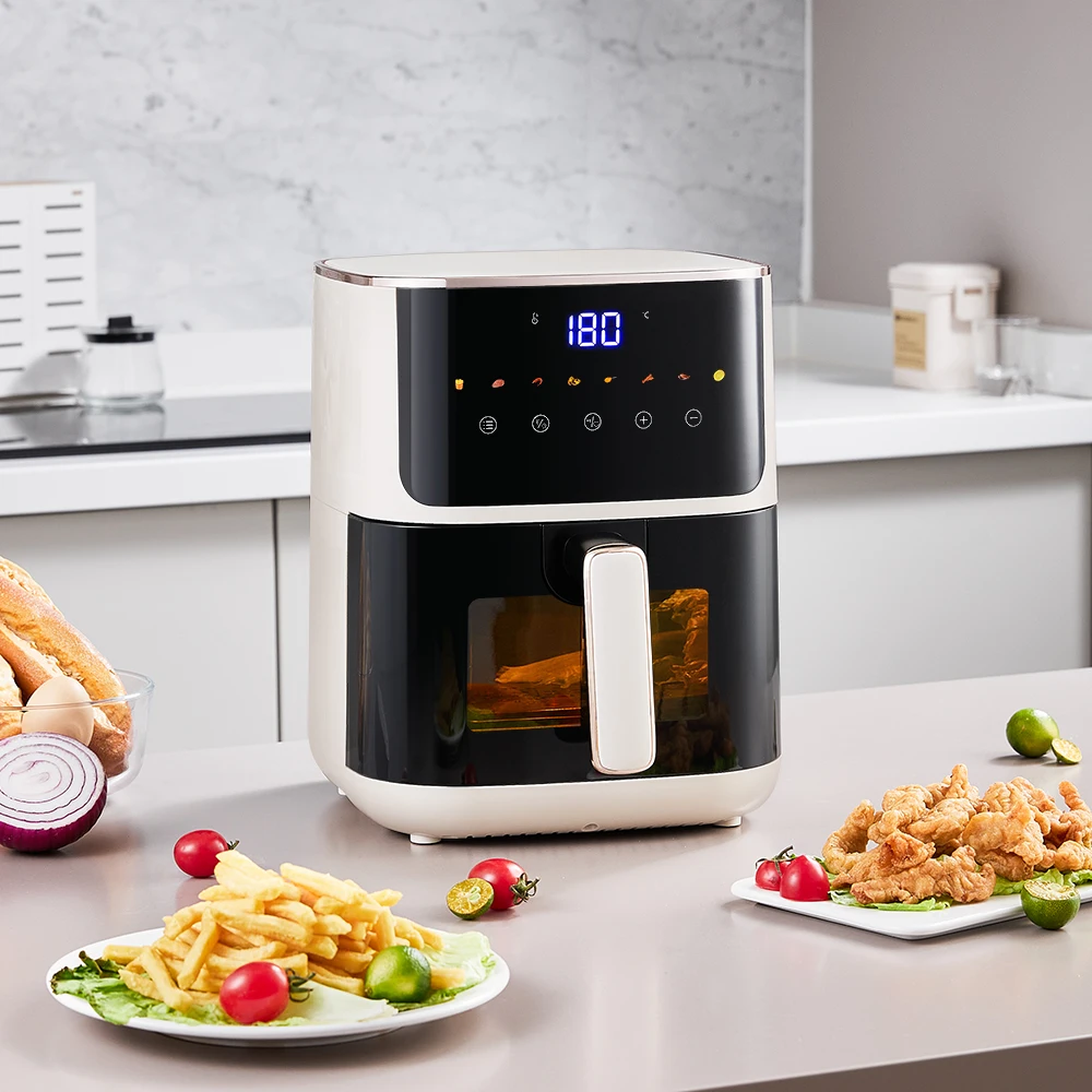 KOMORE 4.7L Air Fryer with Smart Touch Display 60 Minutes Timer & 80°C-200°C Adjustable Temperature& 8 Preset Cooking Modes