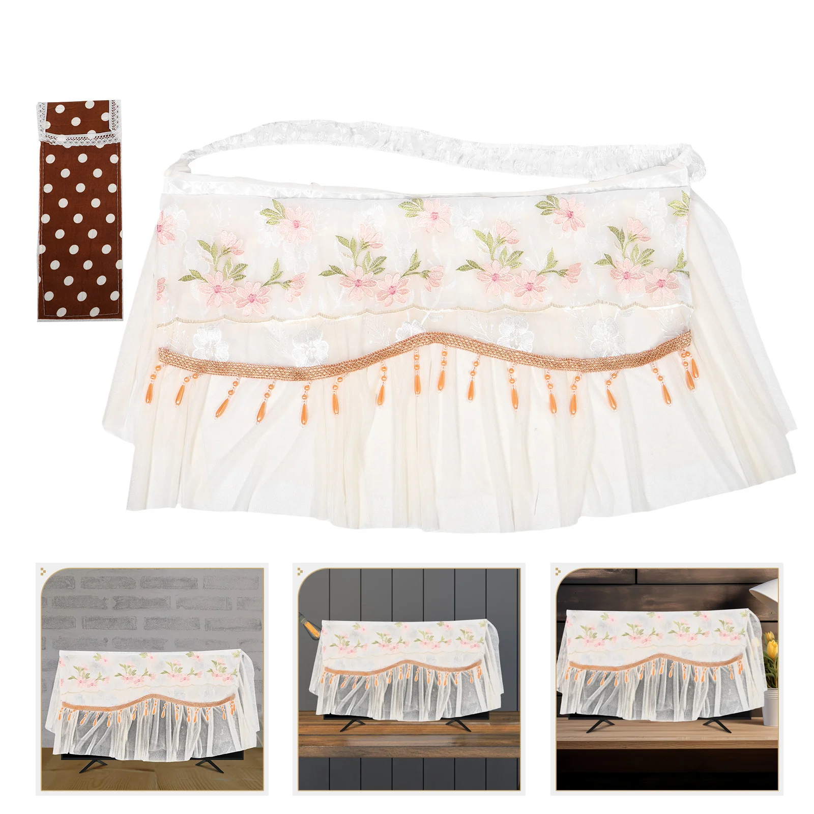 

Screen Protector Cloth Monitor Protector Cover 32 Inch Cover Lace Decor Flat Screen Covering for Home Office Hotel