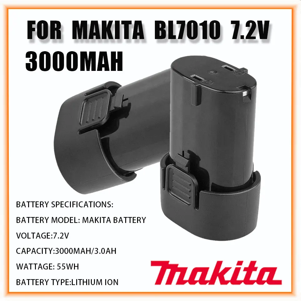 

BL7010 7.2V 3000mAh Li-ion Battery Replacement Makita 194355-4 TD020 TD020D TD020DS DF330D ML704 TD090D Power Tools