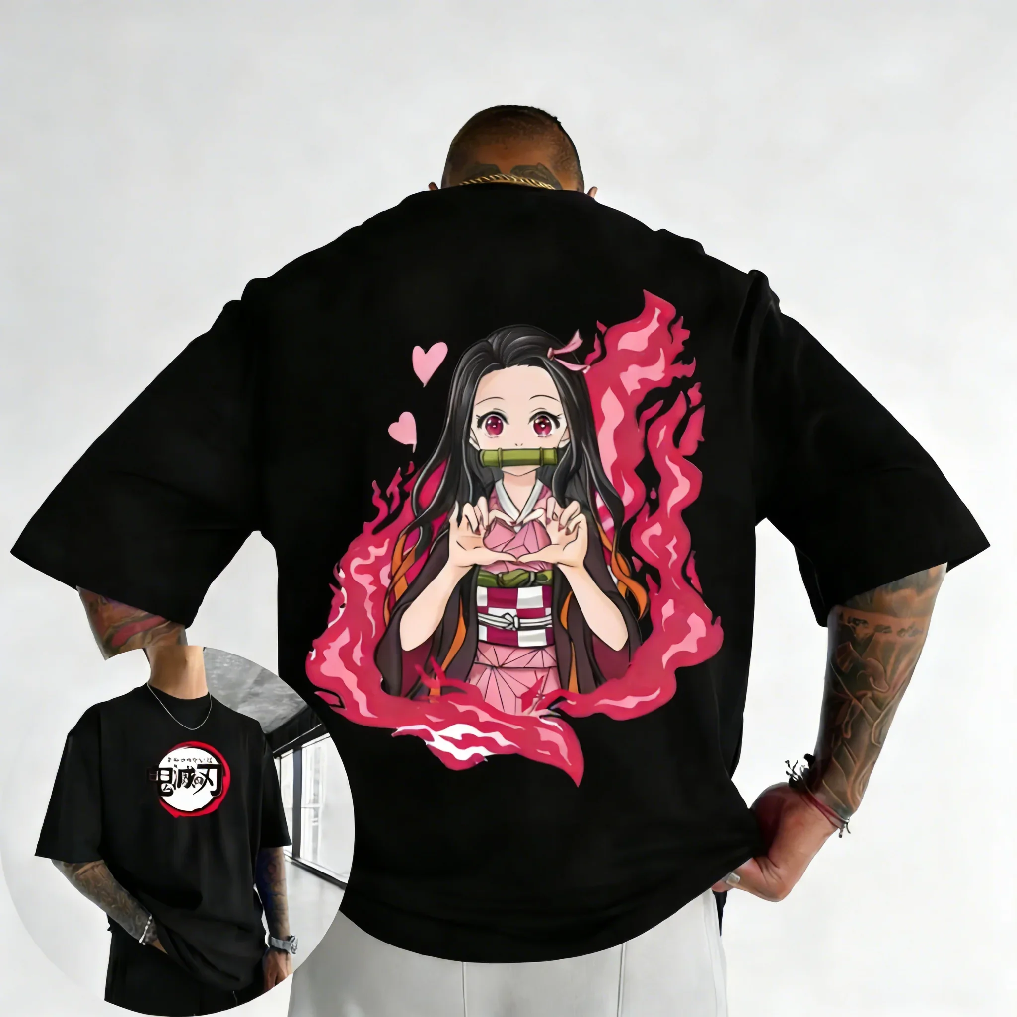 

Demon Slayer Nezuko Kamado Pure Cotton T-shirt 2026 Summer New Anime Printed Loose Casual Parent Child Short Sleeve Top