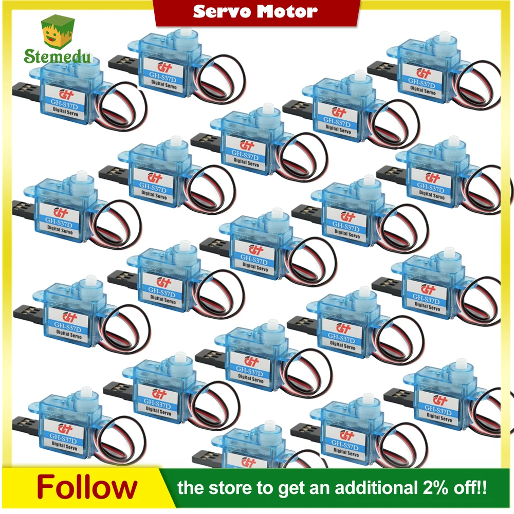 

20PCS GH-S37D Micro Servos - 3.7g Super Light Digital Servos Lightweight Mini Servo for Arduino/Smart Cars/RC Helicopters