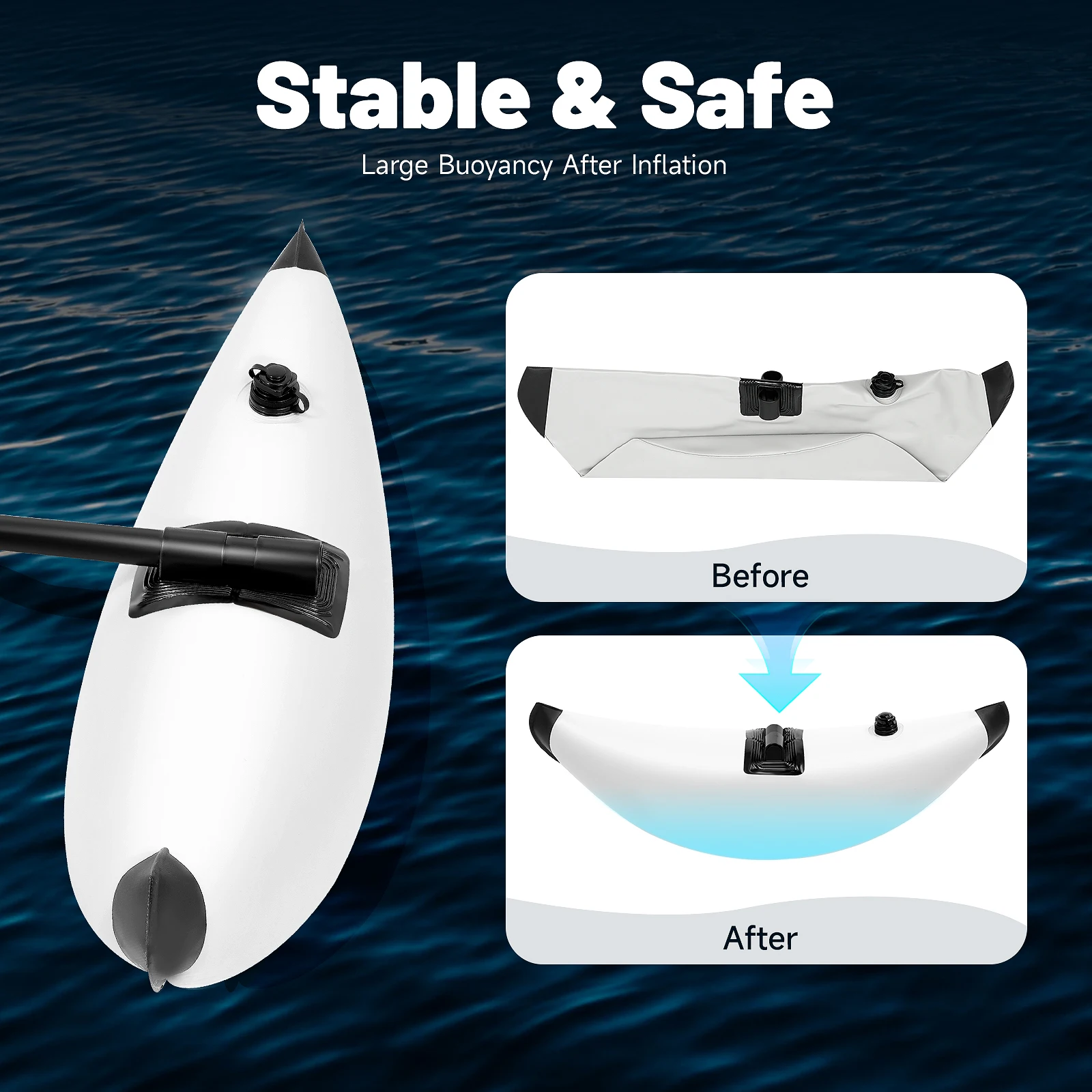 

2PCS Inflatable Kayak Outrigger Stabilizers,with Sidekick Arms Rod,PVC Floating Boats Stabilizer Canoes Outrigger