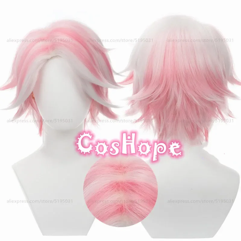 Angel Dust Cosplay Wig 30cm Short Unisex Silver White Pink Wig Cosplay Anime Cosplay Wigs Heat Resistant Synthetic Wigs