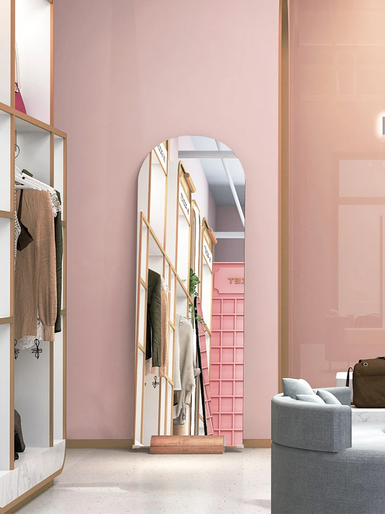 Full body mirror, floor mounted mirror, household female bedroom, makeup mirror, clothing store,