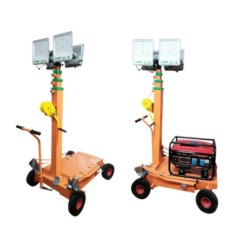 

Hand push mobile lighting car 4 meters hand crank lifting mast mobile lighting work light LED lamp holder lighthouse
