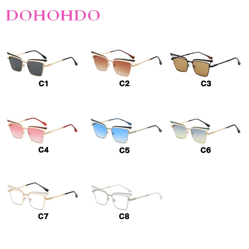 Vintage Cat Eye Metal Frame Sunglasses Women Trendy Fashion Brand Designer Retro Driving Sunglass Men Anti-Glare Eyewear UV400