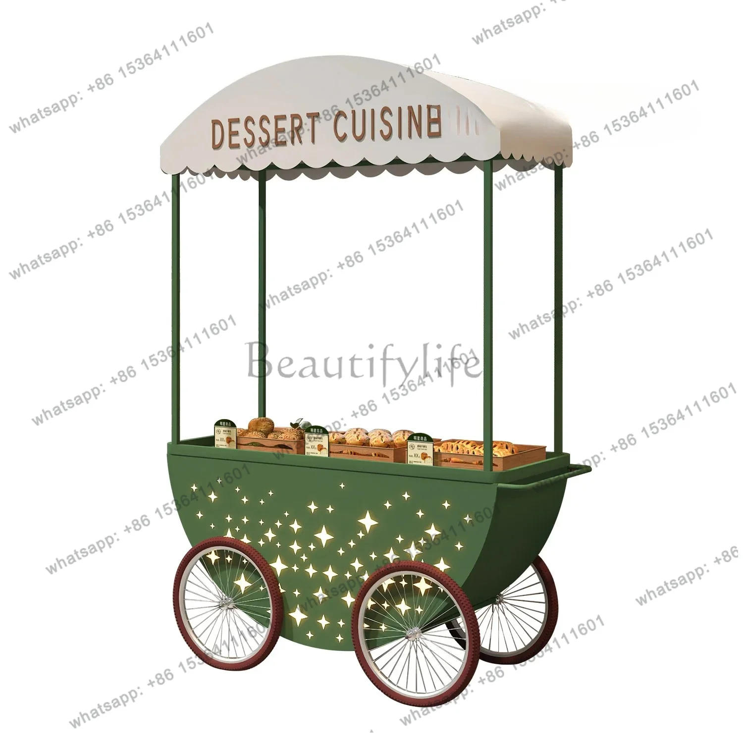 Outdoor wrought iron float stall trolley shopping mall movable props decorative display promotional car