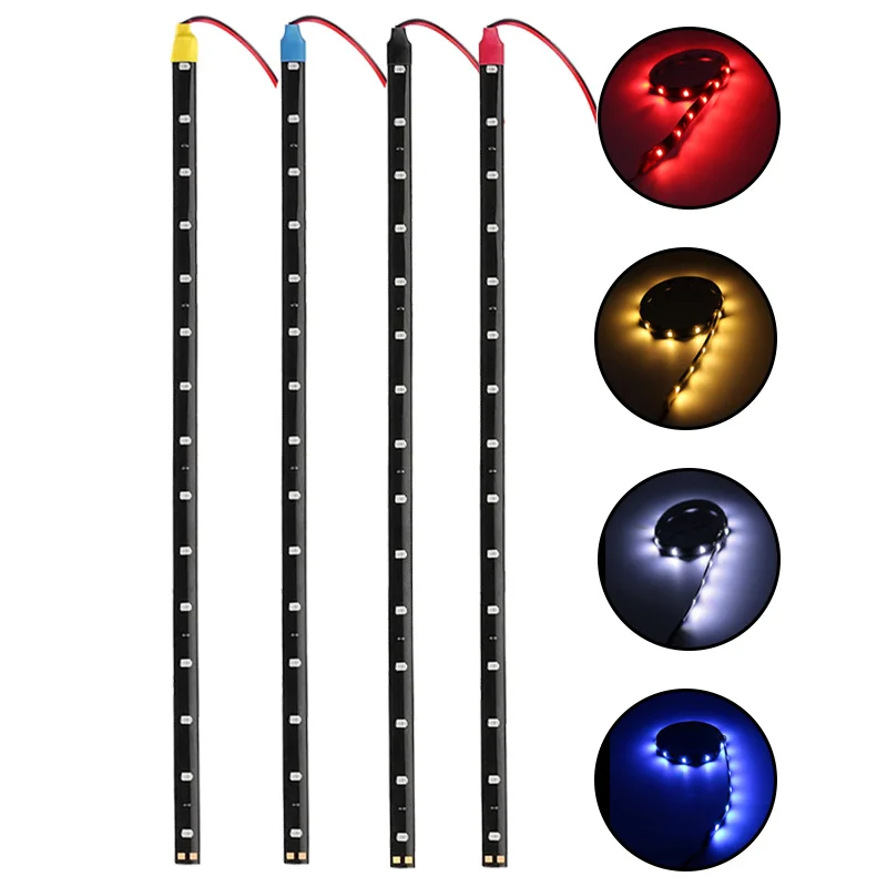 2PCS Car Ambient Decorative LED Strip Light Auto DRL Styling Flexible Atmosphere Lights 12V 15 SMD 30CM White Red Yellow Bule