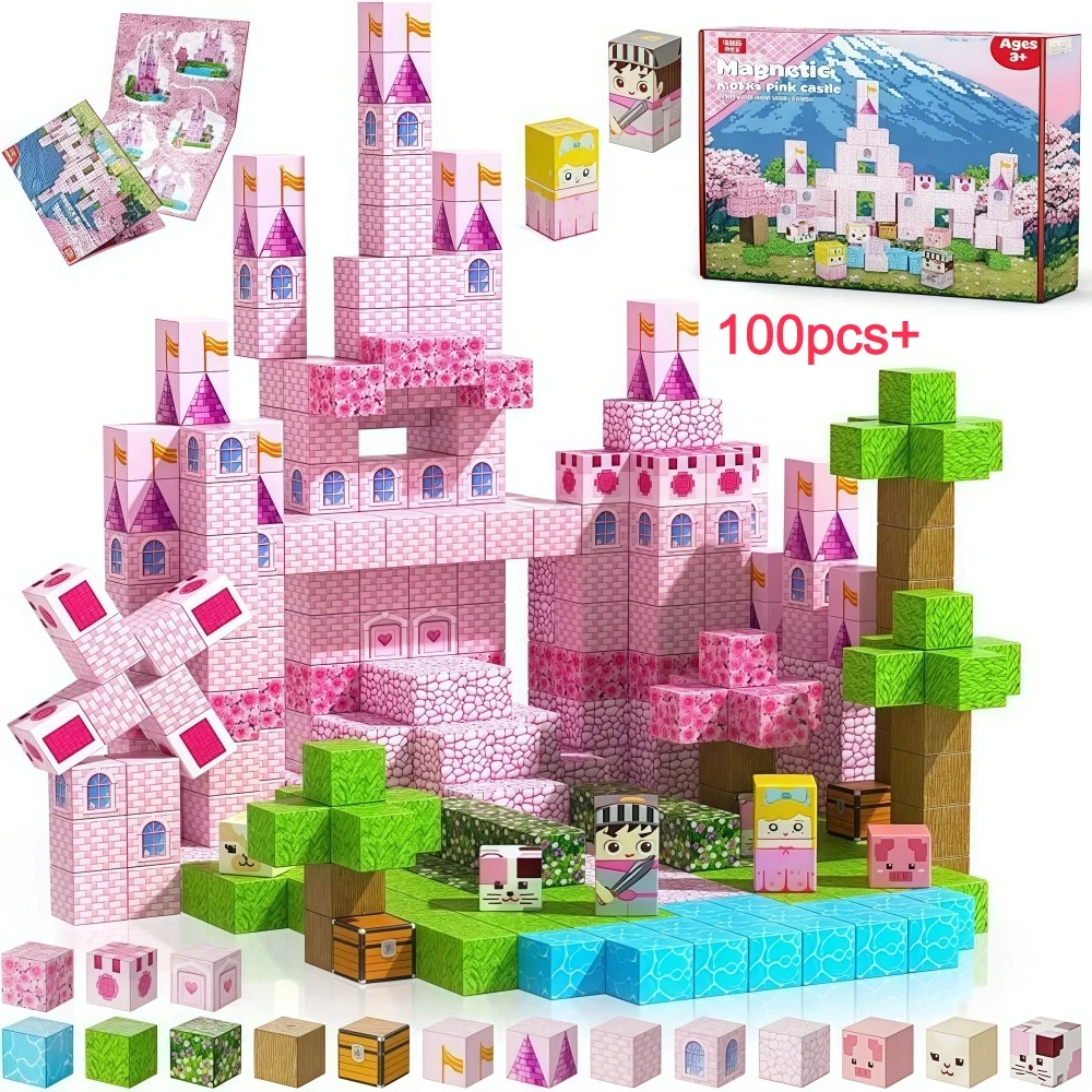 펀신이 새로운 교육용 자석 블록 장난감, 어린이 생일 크리스마스 선물, 거리 장면 빌딩 모델