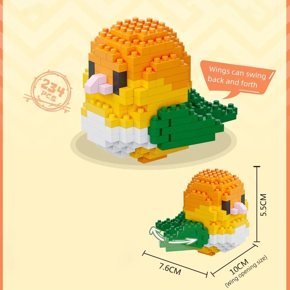 LULUFUN Ensemble de blocs de construction d'animaux, ensemble de mini blocs d'oiseaux, jouet éducatif, cadeau pour adultes et enfants, ensemble de 6