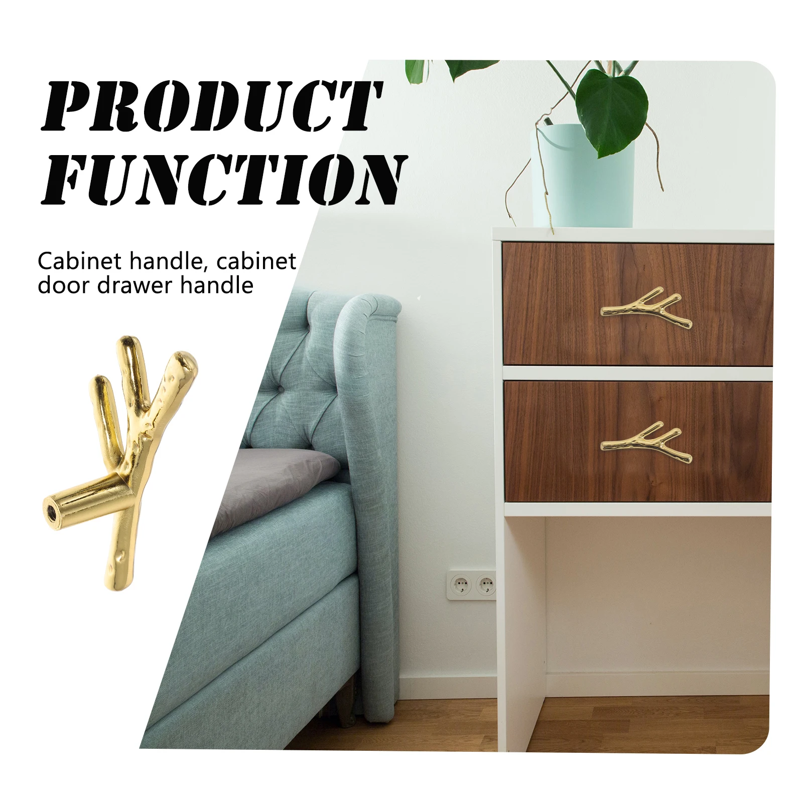

6PCS Golden Copper Drawer Pulls Cabinet H les Branch Shape Zinc Alloy Non fading Suitable for Closets Storage Cabinets