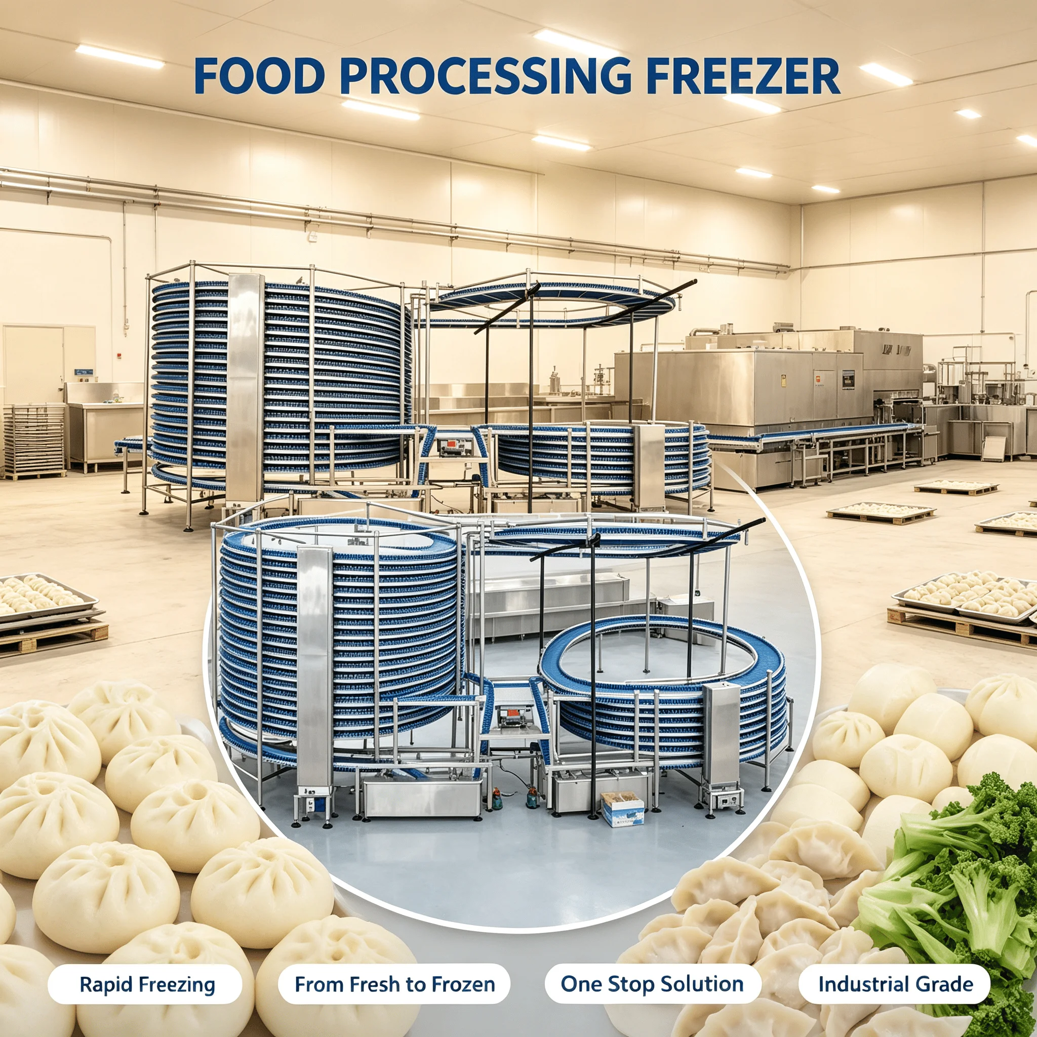 Spiral Freezer Commercial IFQ Quick Freezer for Shrimp Fish Seafood Frozen Food Manufacturing Customized