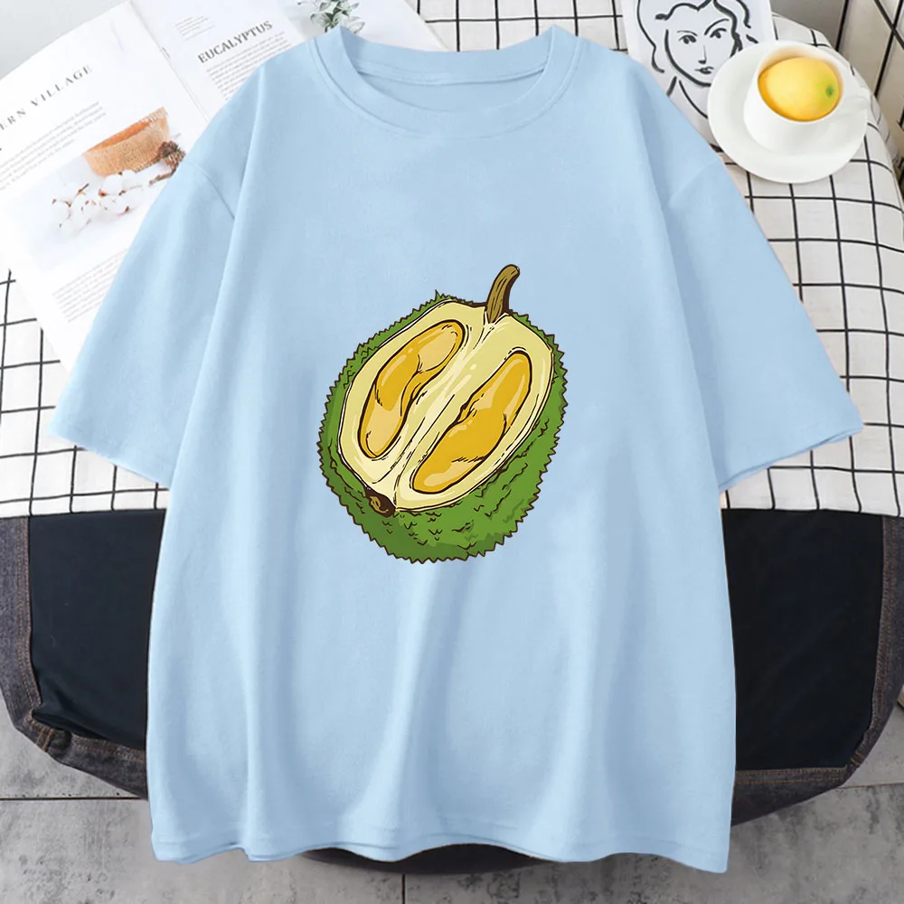 Durian Tshirts 100% Pure Cotton High Quality Shirts Women/men Short Sleeve Tees Fruit Graphic Print Tops O-neck Casual T-shirts