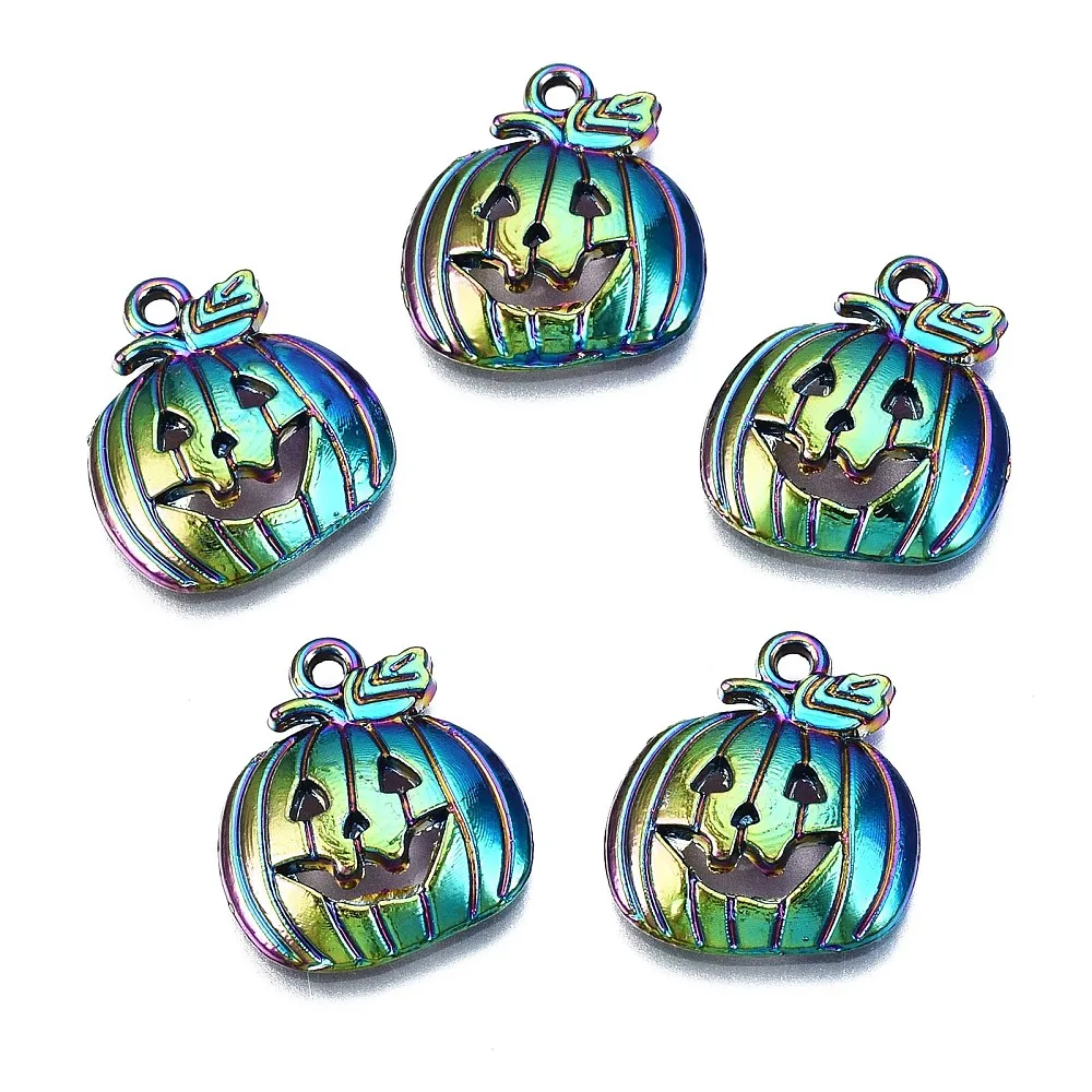 20pc Metal Pendants  Halloween Pumpkin Rainbow Color for Making DIY Jewelry Necklace Eardrop Bracelet Craft Charm Supplies