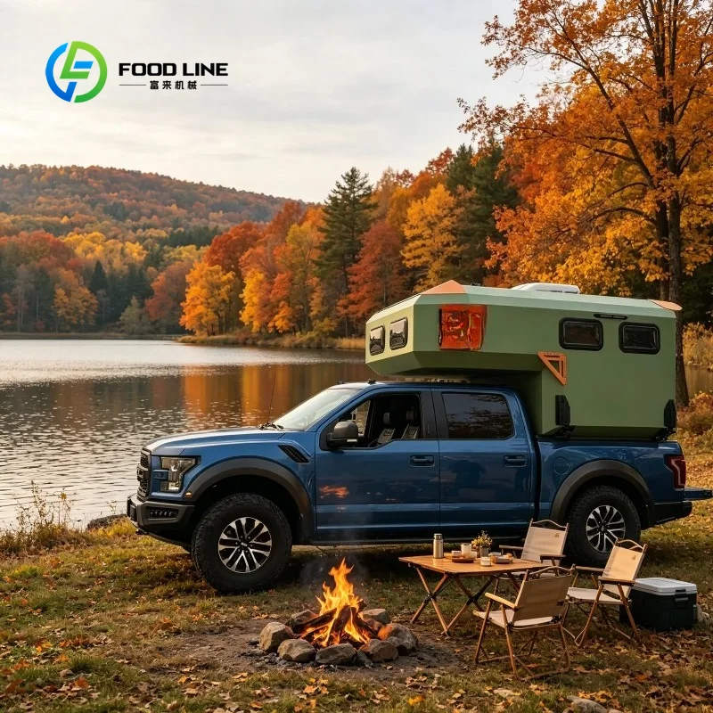 Off Road Pop Up Truck Camper Tent Cabin for Pickup Trucks, Customizable Camping Pod with Bed Platform, Kitchen Unit