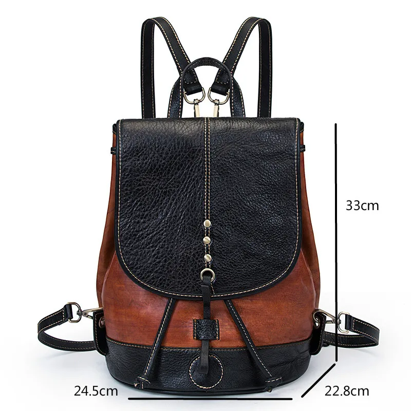 Johnature Retro Genuine Leather Bagpack Women Travel Bag 2024 New Large Capacity First Layer Cowhide Lady Backpack College Bags
