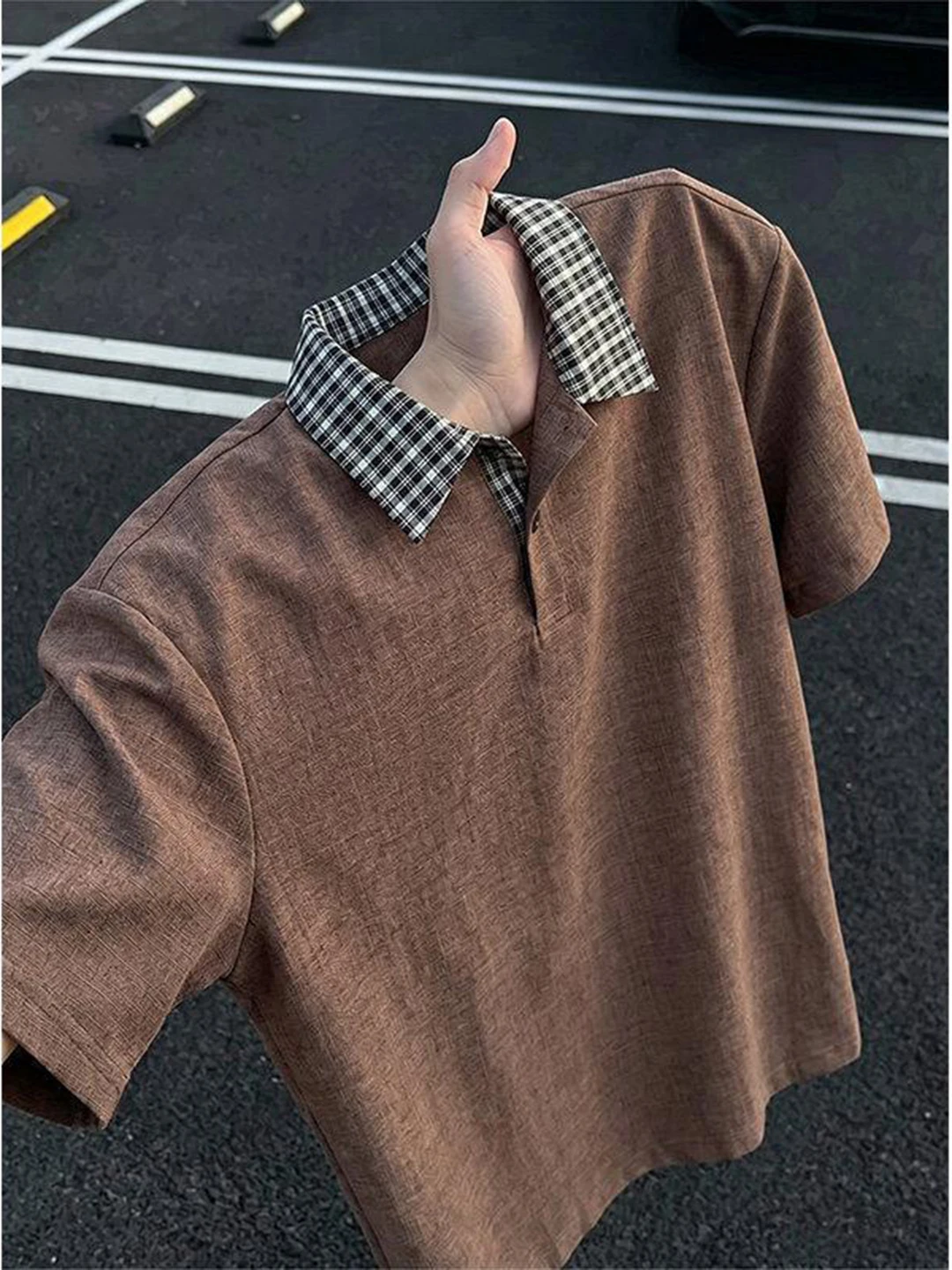 Men's Summer Short Sleeve  Shirt Linen Cotton T-Shirt Breathable Loose Fit Shoulder Padded Regular Sleeve Patterned