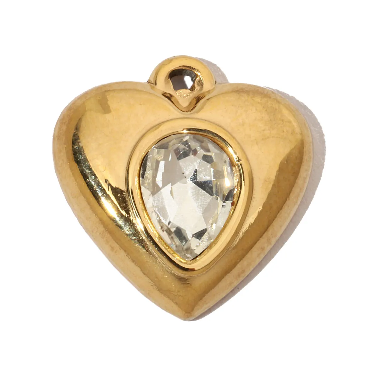 3Pcs/Lot Stainless Steel Heart Charms With Zircon Pendants For DIY Making  Bracelet Necklace Jewelry