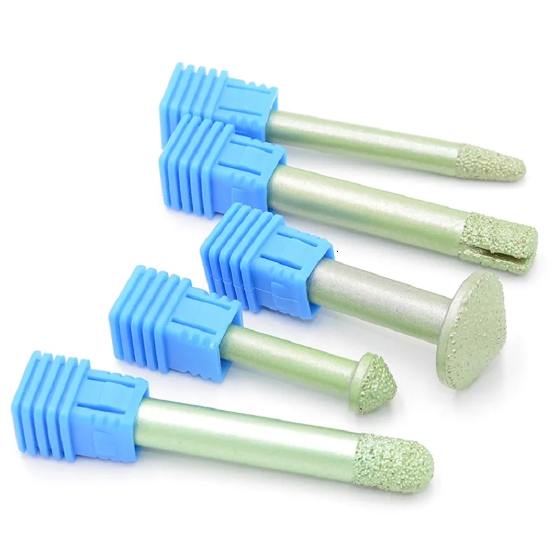 CNC Vaccum Brazed Diamond Engraving Bits Router Bits Cylinder V Sharp End Mill Marble Granite Natural Stone 2pcs/lot