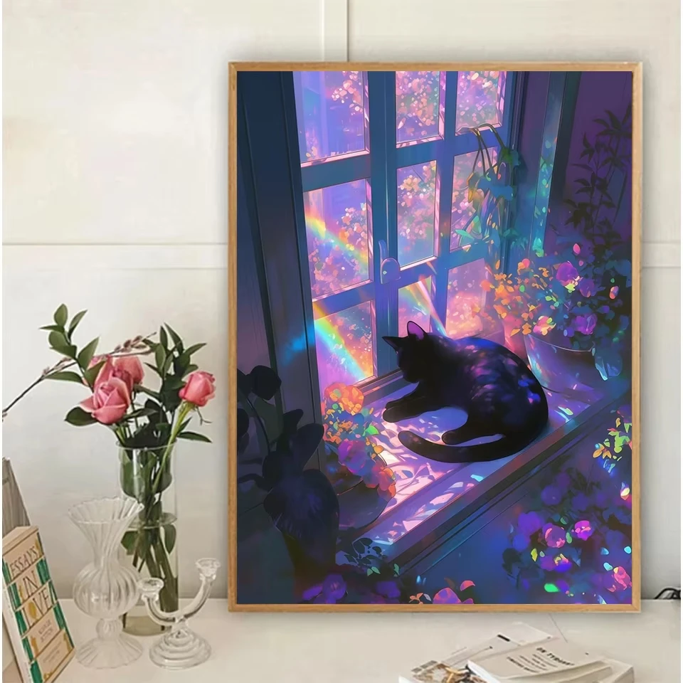 Paint By Numbers Black Cat Painting By Numbers on Canvas Coloring By Number for Adults Paint Digital Art Home Decor Frameless