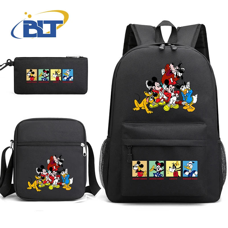 Mickey Mouse and Friends printed student school bag kids backpack pencil case shoulder bag 3-piece set