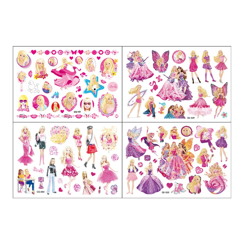 New Barbiee Tattoo Stickers Cartoon Water Transfer Temporary Stickers Cute Anime Hand Paste Paper Sticker Kids Birthday Gift