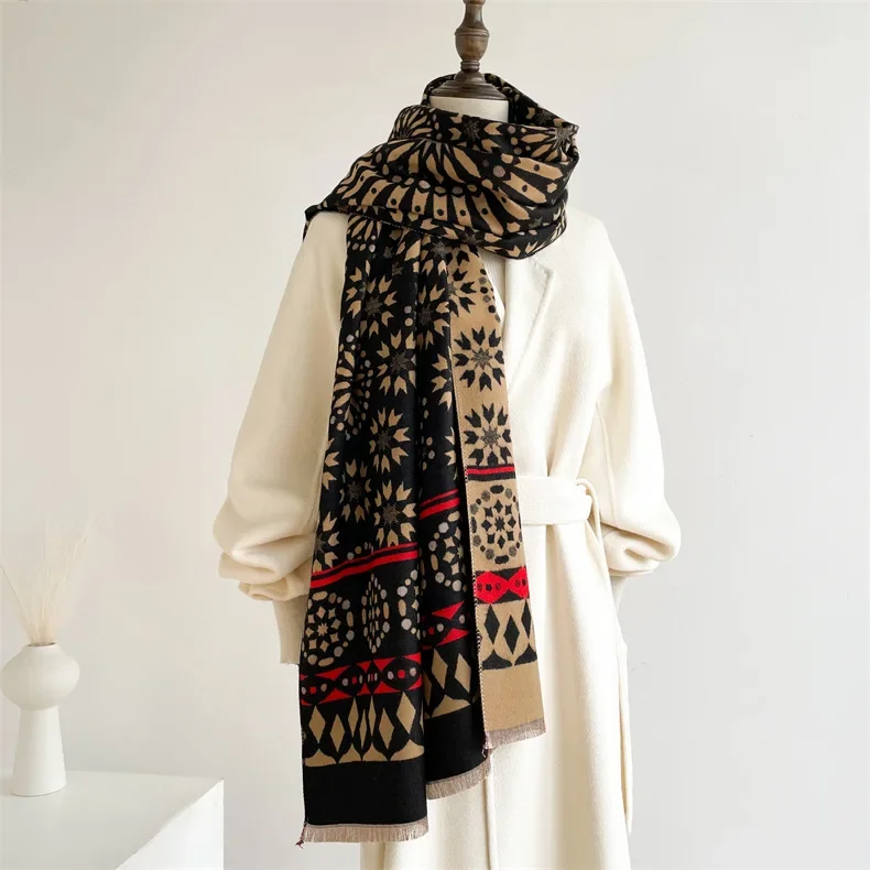 

New bohemian sunflower scarf, high-end imitation cashmere scarf, wholesale outside the office thermal blanket