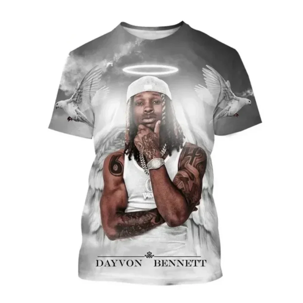 King Von 3D Printed Men's T-shirt Hip-hop Rapper Casual Short-sleeved Round Neck Unisex T-shirt Harajuku Style Streetwear Top